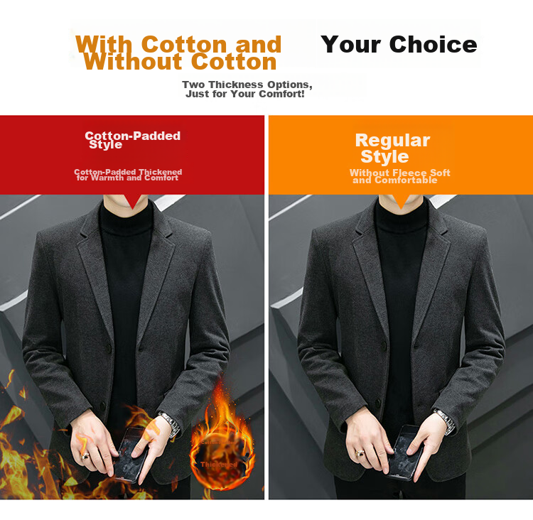 ROMON Men's Suit, Spring And Autumn Woolen Blazer, Business Casual Outerwear Jacket for Me 3