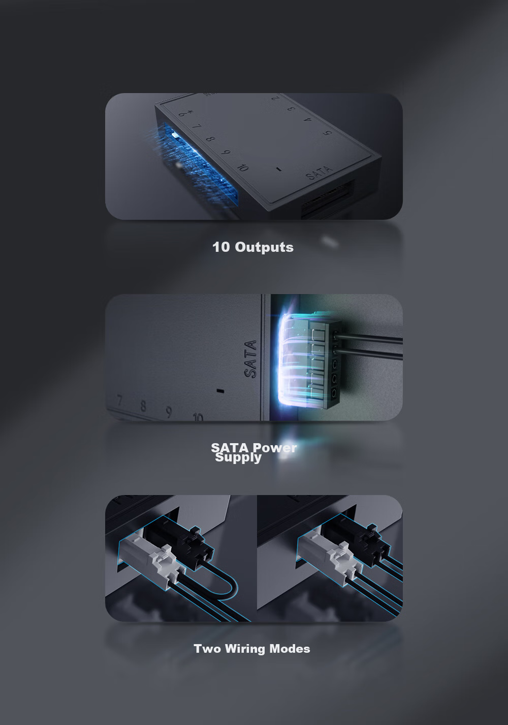 ID-COOLING (Kuren) Ten-Port Case Fan Hub HUB, 10 Sets of Fans PWM Synchronous Temperature Control Speed Adjustment, Fan Parallel Expansion Control Splitter FH-10 2