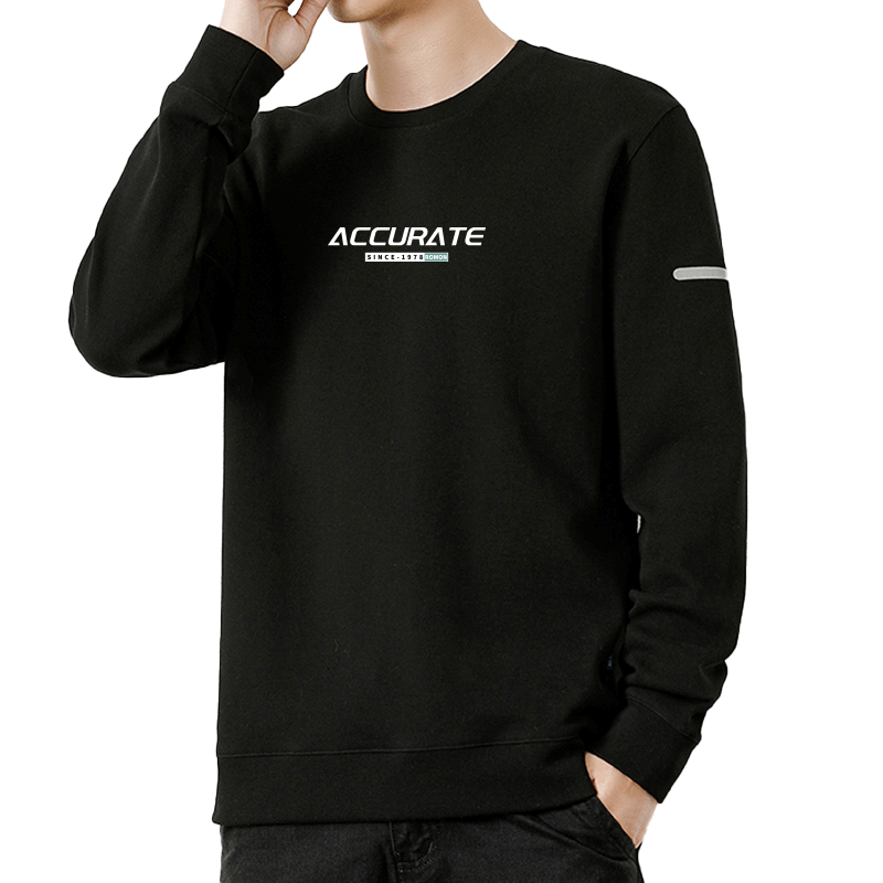 ROMON Men's Sweatshirt, Spring And Autumn Round Neck Loose Long-Sleeve T-Shirt, Casual Undershirt Top Jacket, Men's Clothing, YT01 Black XL