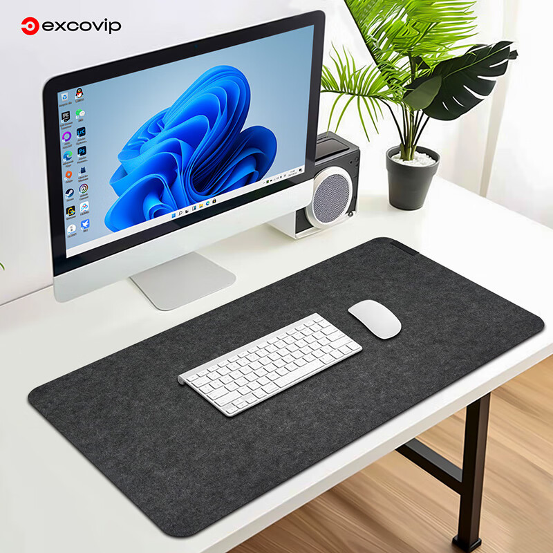EXCO Mouse Pad, Felt Desk Mat, Large Size 800*400mm, Office And Gaming, Wear-Resistant Keyboard Pad, Non-Slip Rubber Bottom, Desk Mat, Rollable And Portable, Black-Gray 0251 7