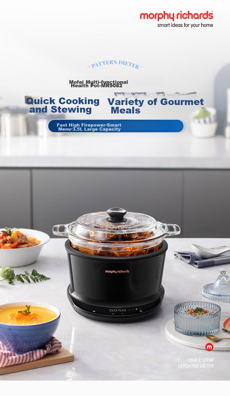 Morphyrichards Multi-Functional Electric Stew Pot, Home Use for Cooking Medicinal Food, 3.5L Soup Pot, Health Pot with Timer Function, Electric Cooking Pot for Stewing Soup, Porridge Cooker, Baby Food Processor, MR9082 1