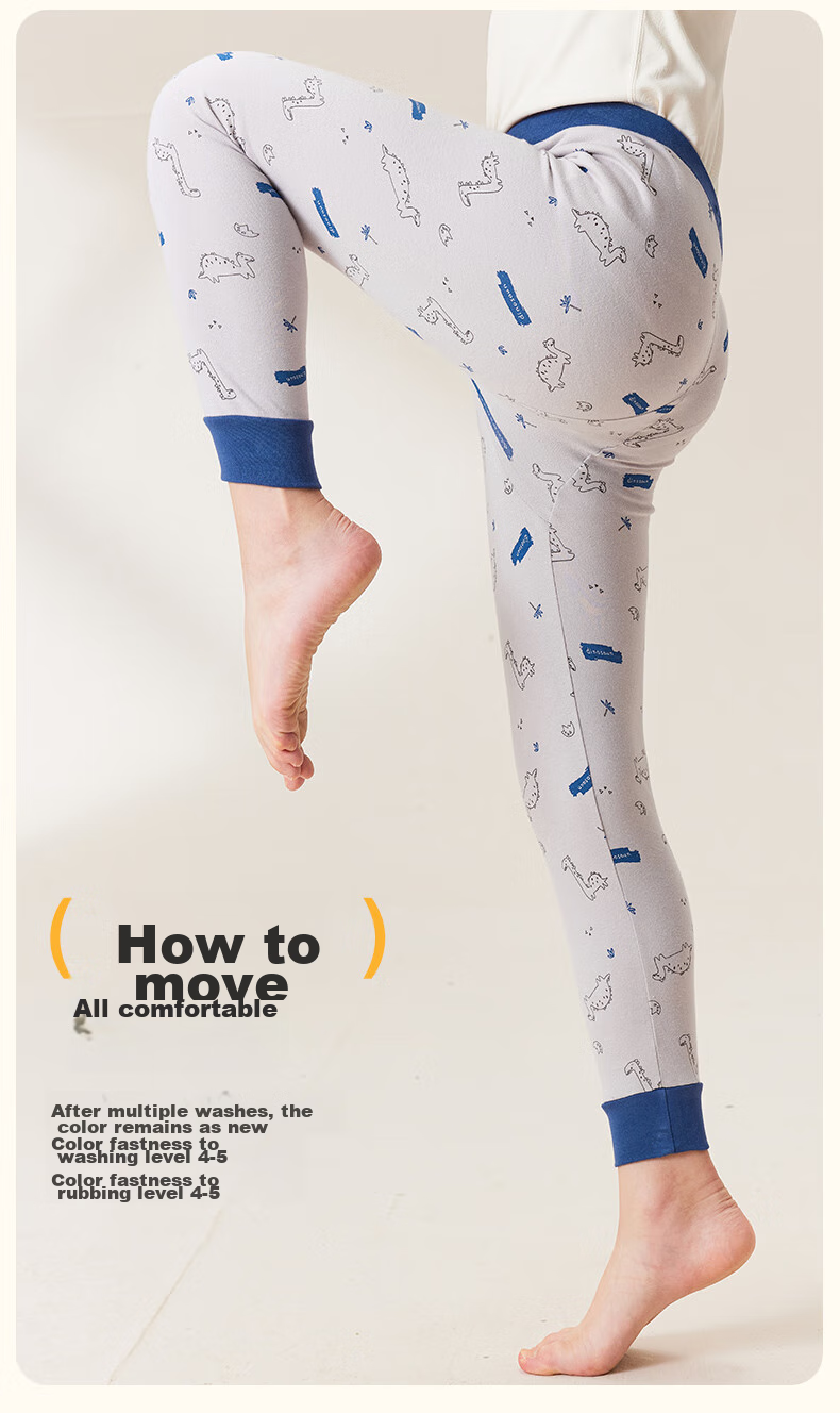 LangSha Children's Autumn Long Johns, Boys' Thermal Underwear, Fall And Winter Mid to Big Kids' Pure Cotton Leggings, 100% Cotton, 2-Pack 11