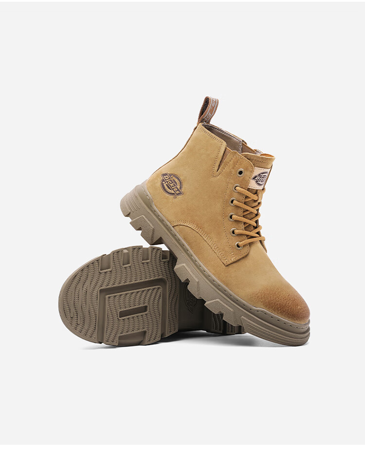 Dickies Men's High-Top Martin Boots, Thick-Soled Boots, Trendy Boots for Men And Women, Work Boots, Camel Color, Size 40 15