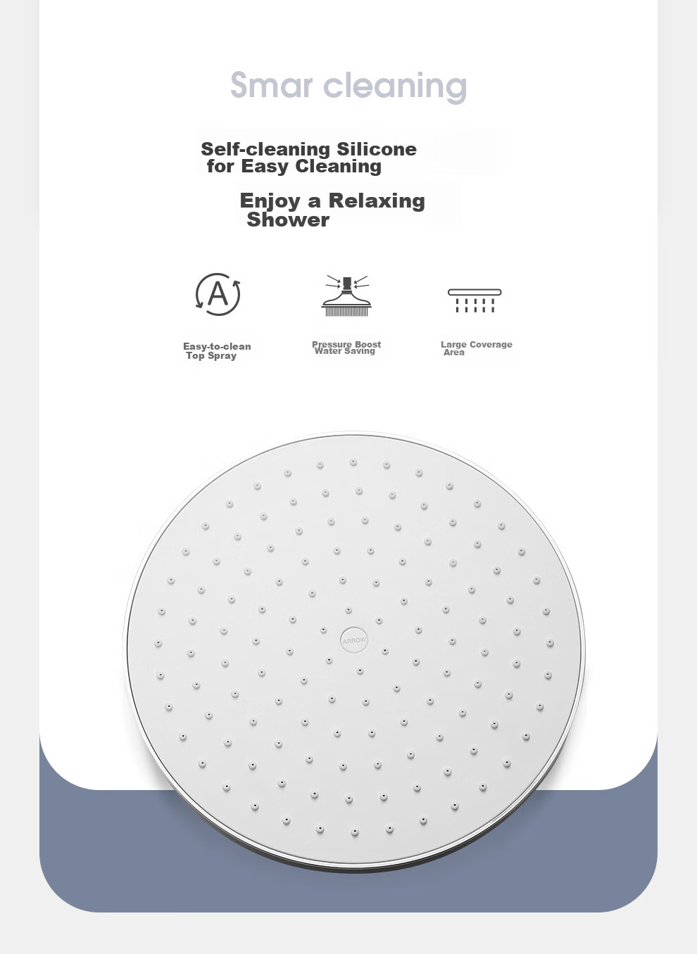 ARROW Simple Shower Head Wall-Mounted Silver Handheld Adjustable AE3263CP-P 9