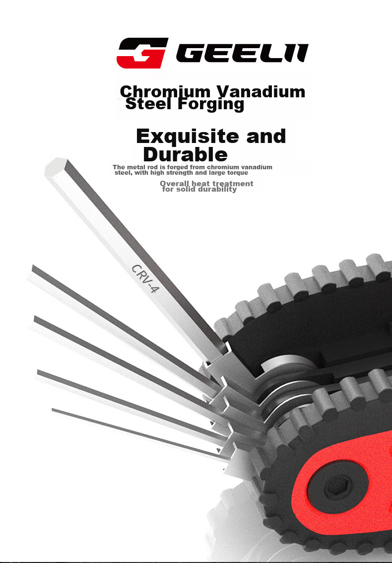 GeeLii Hex Key Set, Hex Wrench, Folding Metric Hex Screwdriver Set, 8 Pieces, 55050 3