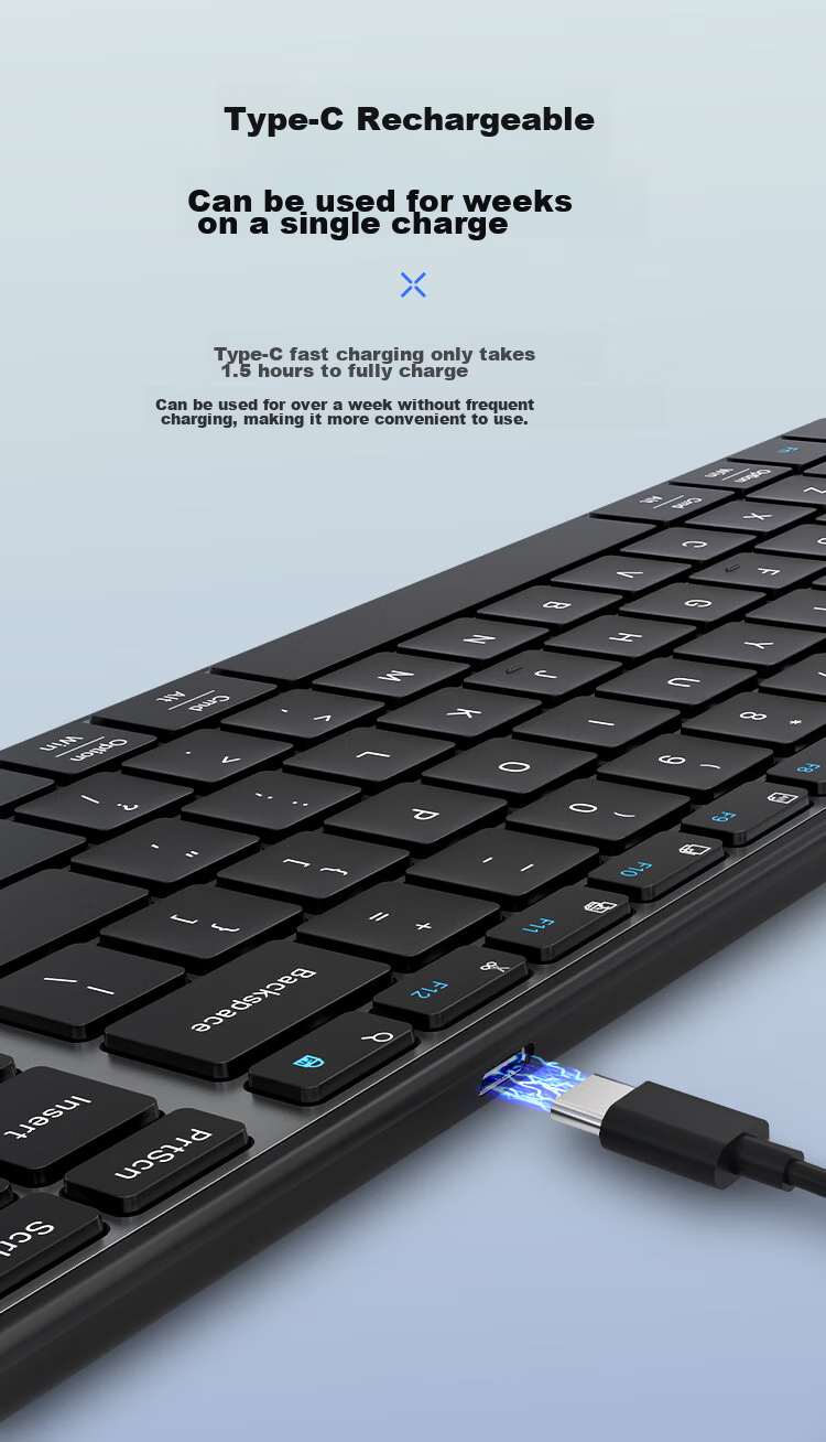 AUSDOM KAM200 Keyboard And Mouse Set, 110 Keys, Quiet, Ultra-Thin, Portable, 2.4G Wireless Keyboard And Mouse Combo, Dual-Mode Scissor Foot, Compatible with Desktop Computers And Laptops, White 8