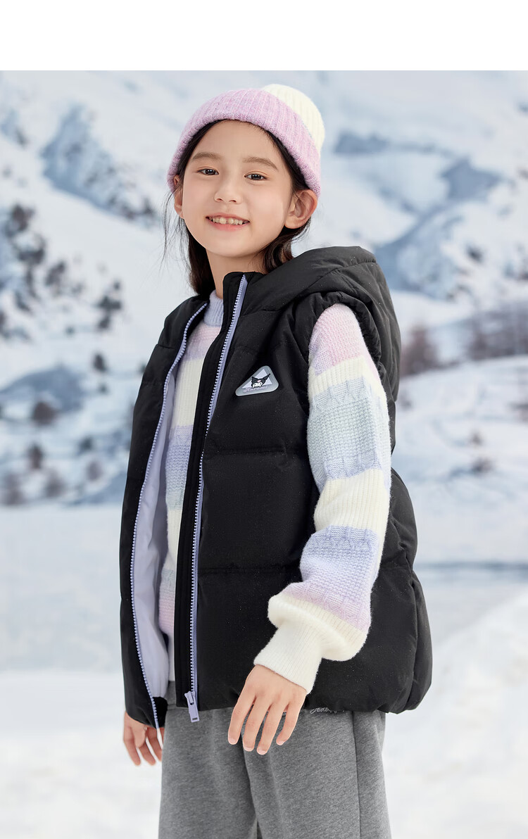 BALABALA Girls' down Vest, Autumn And Winter Children's Clothing, Hooded Jacket [Kuromi IP Mall Same Style], 202424101002 12
