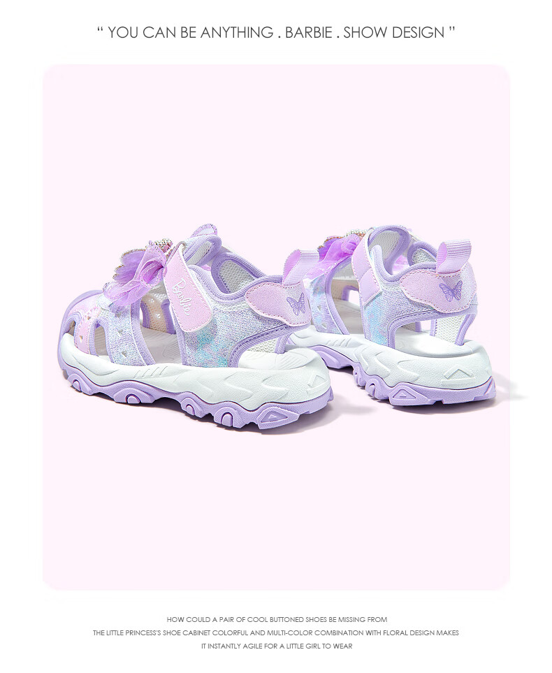 Barbie Girls' Sandals, Casual Outdoor Beach Summer Princess Closed-Toe Sports Sandals DA6309 Pink Size 28 18