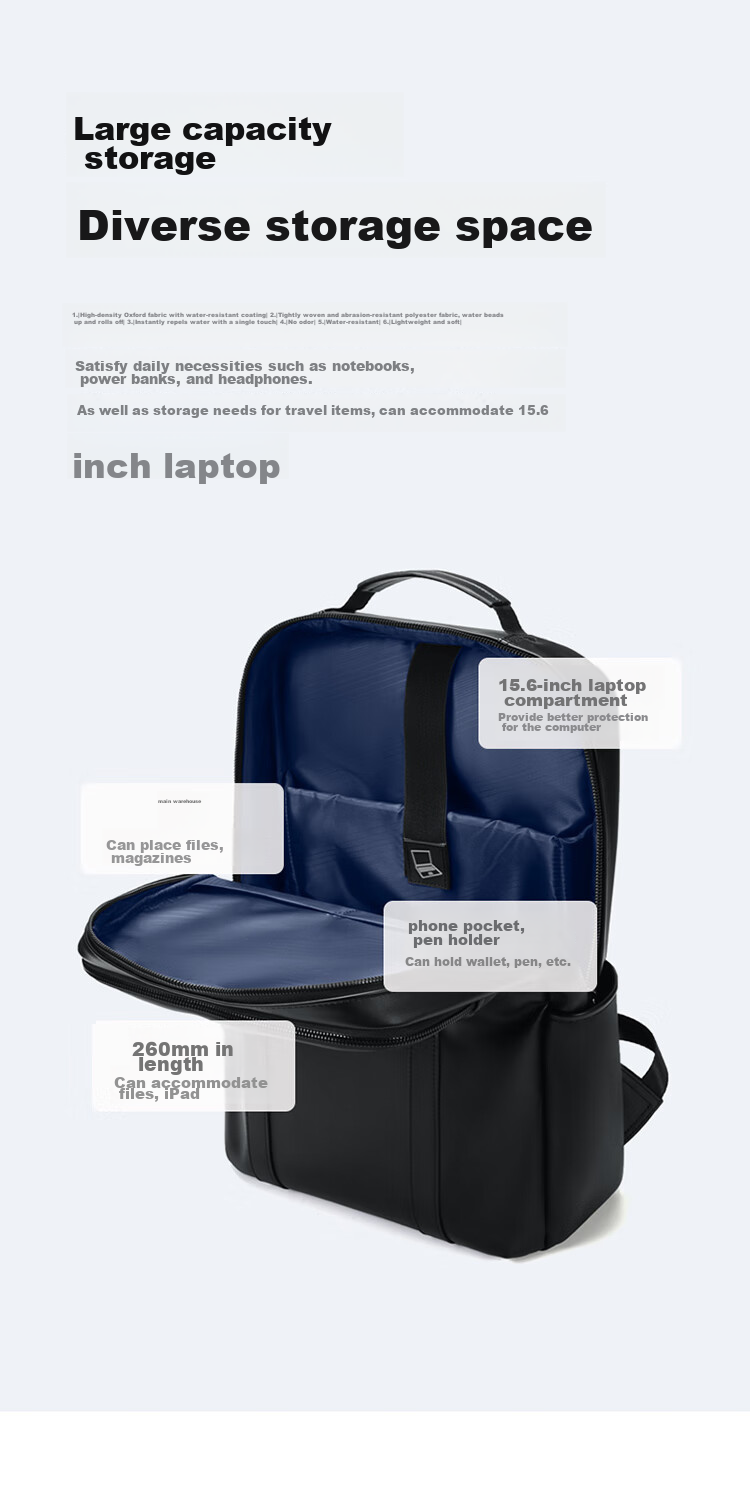 GOLF Backpack for Men, Soft Leather 15.6-Inch Laptop Bag, Large Capacity Commuter Business Travel Bag, Student Schoolbag for Wome 7