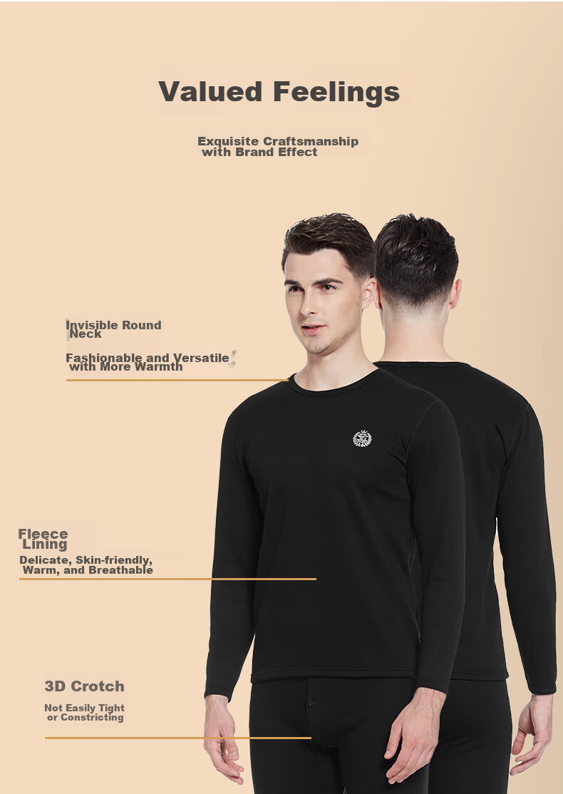 SEPTWOLVES [Double Warmth] Thermal Underwear for Men, Autumn And Winter Fleece-Lined Thickened Top And Bottom, Ultra-Soft Cold-Proof Heat-Generating Plus Size Set 13