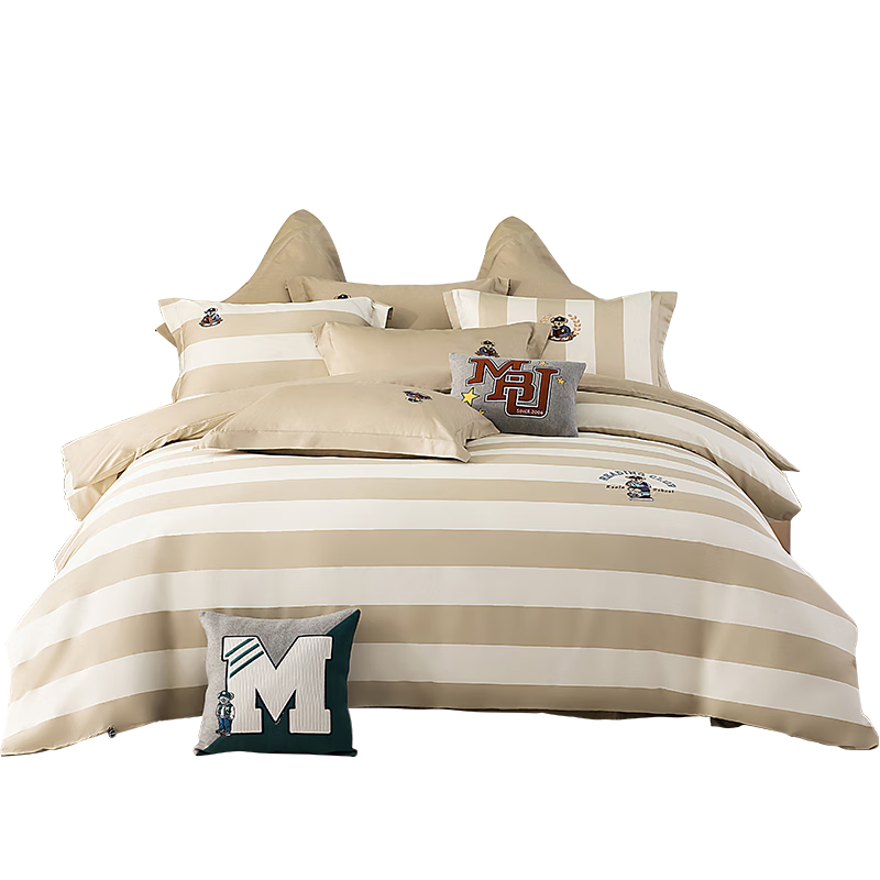 M·JBABY Children's Bedding Set, Kindergarten All-Cotton Cartoon Four-Piece Set, Student Dormitory Koala Academy (Khaki), 1.5 Meters