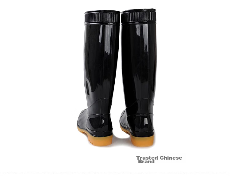 Huili Rain Boots for Men, High-Top Non-Slip Waterproof Shoes, Outdoor Car Washing Rubber Shoes, Fishing Wear-Resistant Rain Boots 07-1 Black Medium Size 39 11