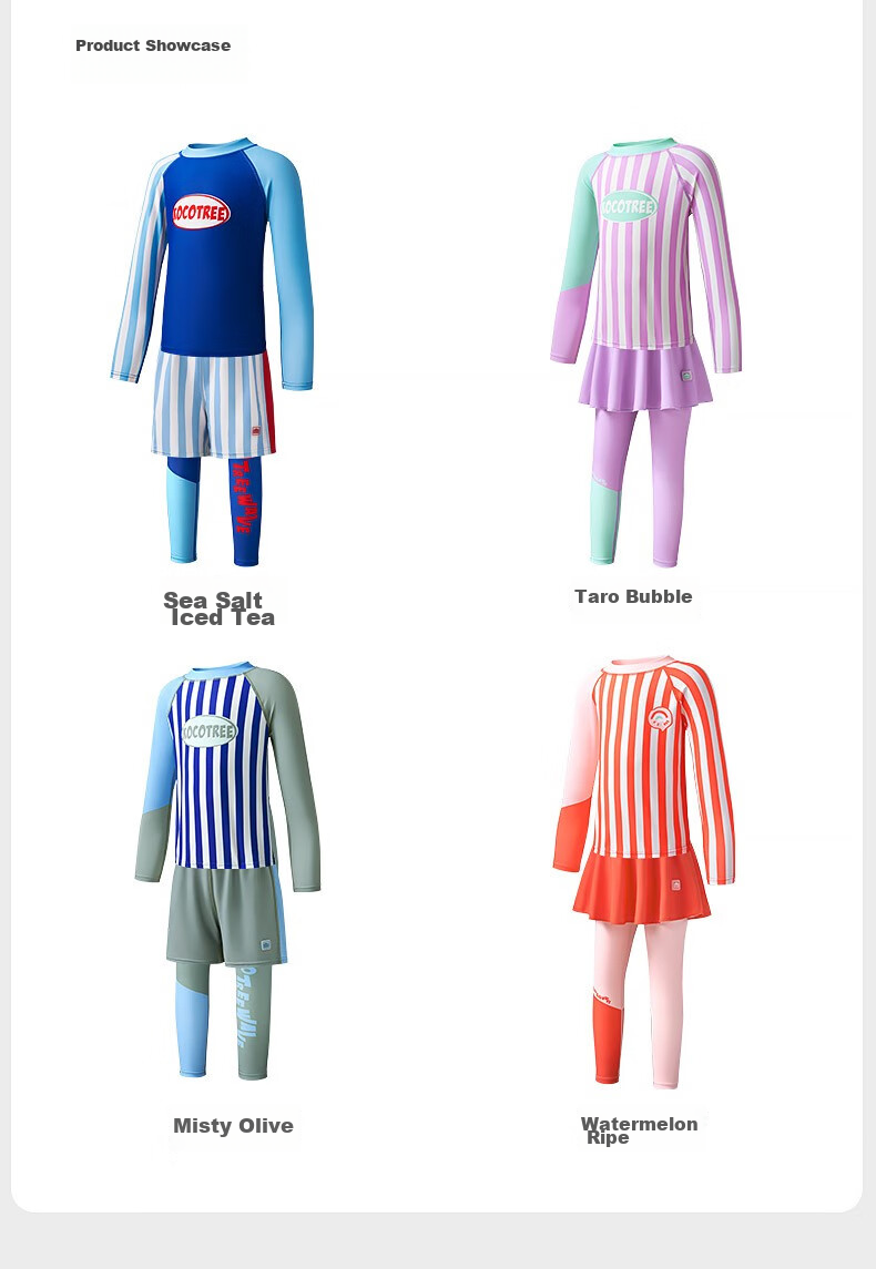 Kocotree Children's Swimwear, Girls' Two-Piece Swimsuit, Class A Boys' And Girls' Long-Sleeve Sun Protection Swimwear for Older Childre 38
