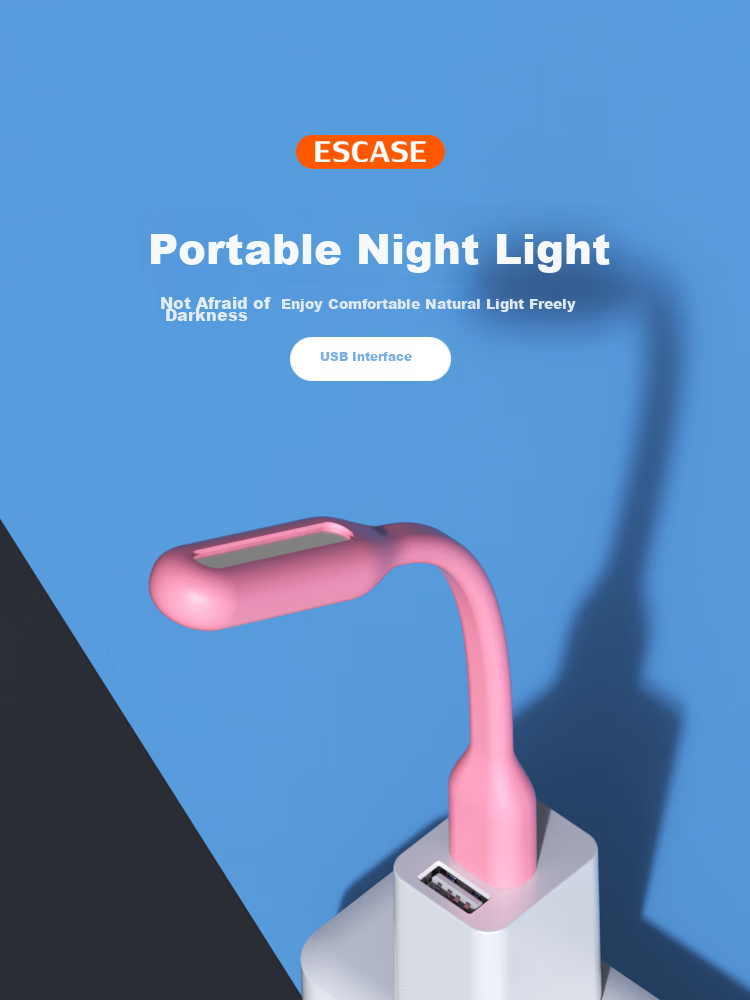 ESCASE [1 Pack] LED Portable Light, USB Flashlight, Laptop Light, Keyboard Light, Mini Portable Night Light, Power Bank for Student Dormitory, Outdoor Mobile Energy-Saving Blue Light 2