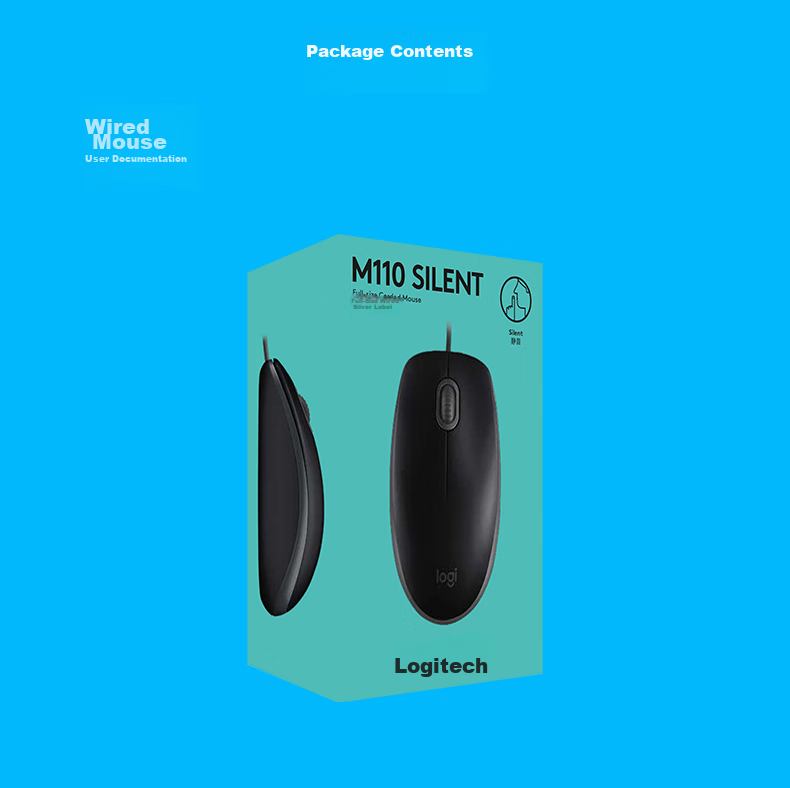 Logitech M111 Wired Quiet Mouse, Plug And Play, Gray 3
