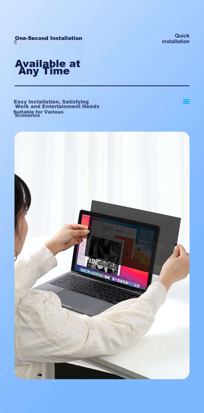 BIAZE Anti-Glare Screen Protector for Laptops, Monitor Privacy Filter, Universal Protective Film for Desktop Computers, Privacy Protection Film 13.3 Inches (16:10) 17