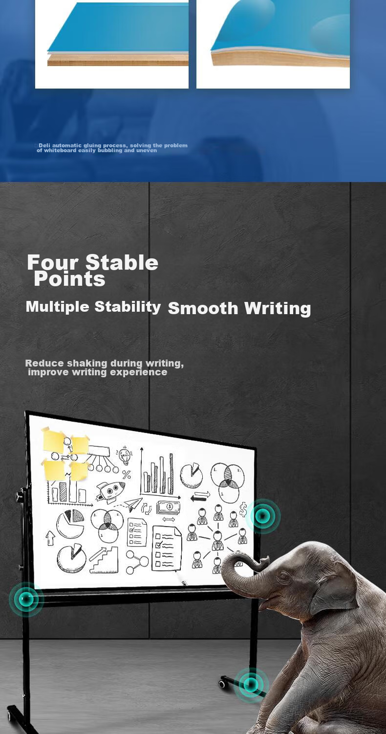 Deli Premium High-End Series Stand-Up Whiteboard 150*90cm H-Shaped Frame, Movable And Flipable Whiteboard, Double-Sided Magnetic Office Meeting Home Writing Board 7883 6