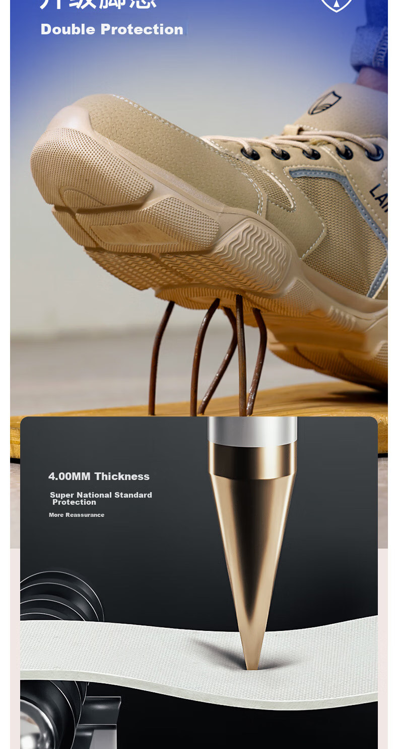 Lanoudun Safety Shoes for Men, Breathable, Lightweight, Soft-Soled, Comfortable, Steel Toe Cap, Anti-Smashing, Anti-Puncture, Safety Work Shoes DL232 Size 44 10