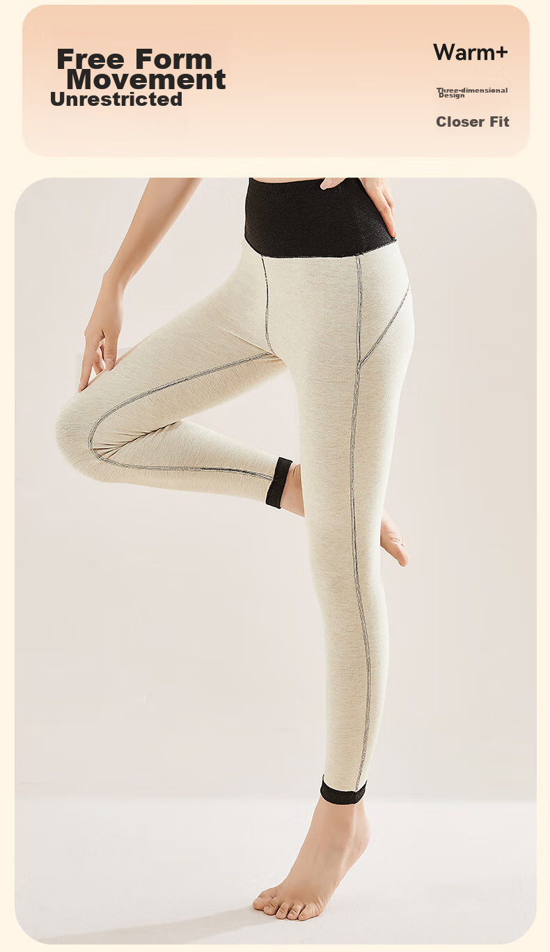 MiiOW [Polyester Temperature-Raising Wool Silk] Women's Thermal Pants, High-Waist Tummy Control, Body-Shaping, Butt-Lifting, Fleece-Lined Leggings for Autum 13