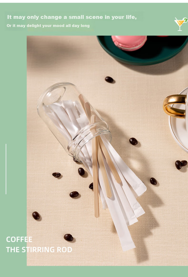 MENGTING Disposable Coffee Stirrers, 14cm Wooden Coffee Stirring Sticks, 500 Pieces Per Box, 7572 10
