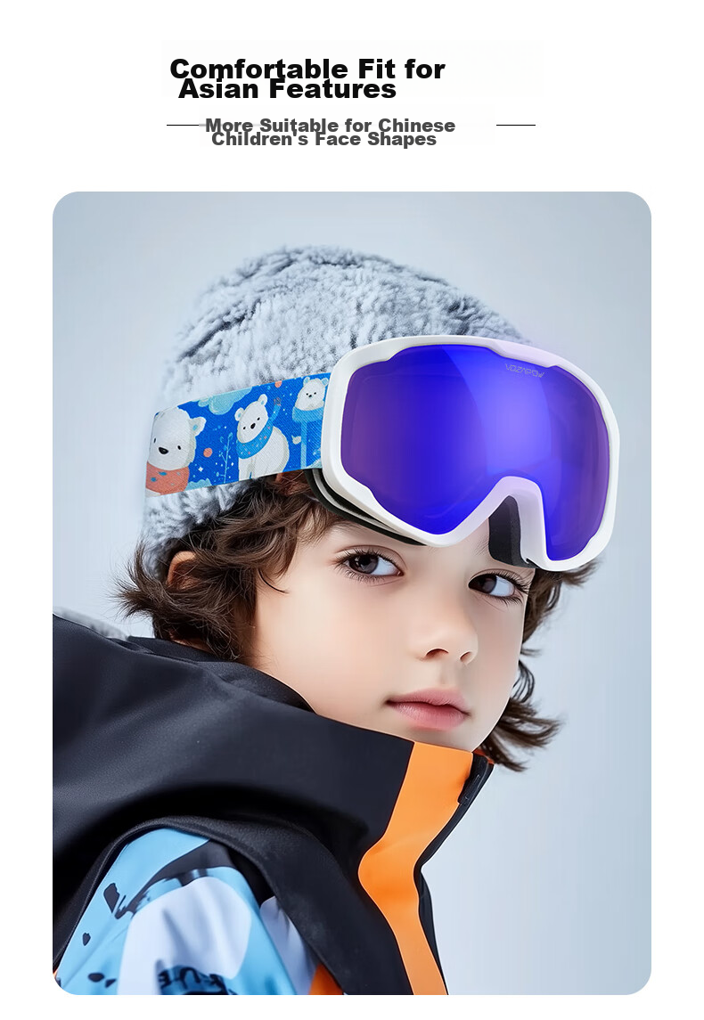 VOZAPOW Children's Ski Goggles, Double-Layer Anti-Fog, Snow Blind Spherical Lens, Windproof And Cold-Resistant Protective Eyewear for Men And Women in Snow 8