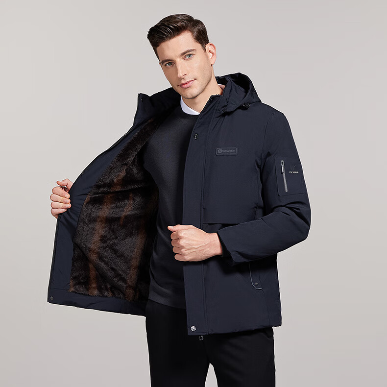 ROMON Cotton Jacket for Men, Autumn And Winter Warm Hooded Casual Outdoor Loose Puffer Coat MY401 Black 4XL 6