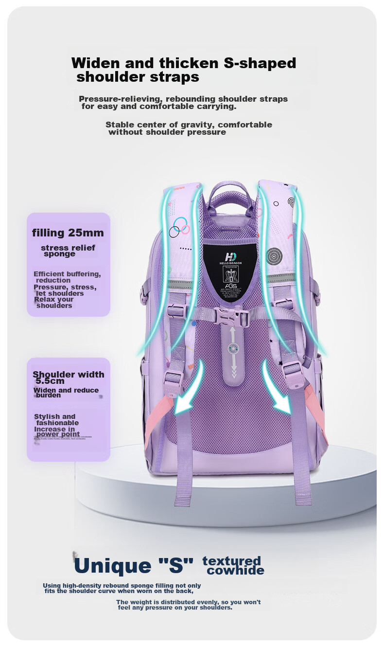 Herder Backpack for Primary School Students Grades 4-7, Ultra-Light Large Capacity Spine-Protecting Schoolbag for Boys And Girls, Stylish Children's Backpack 11
