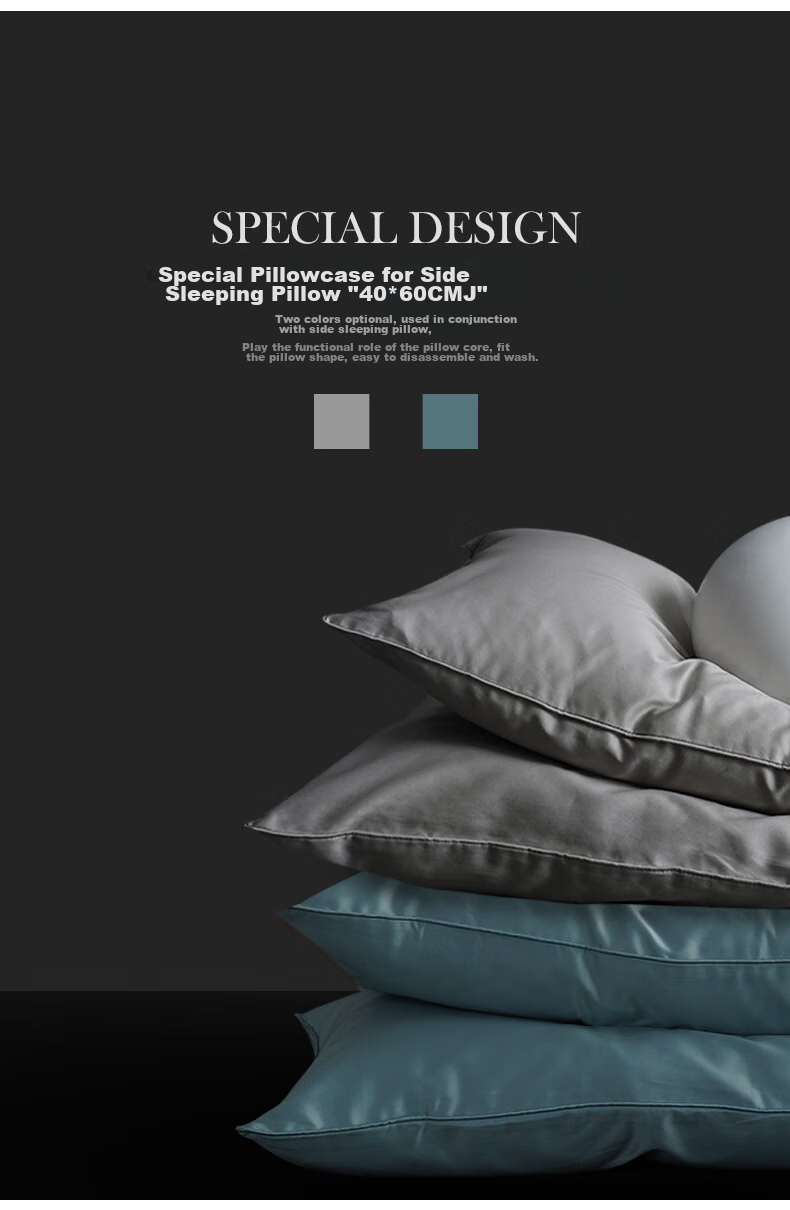 SIDANDA 100% Cotton Five-Star Hotel Pillow Core with Envelope Pillowcase, Water Blue Pillow Cover, Single Piece 48*74cm 3