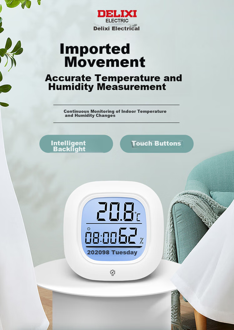 DELIXI ELECTRIC Precise Temperature And Humidity Meter, Home Indoor Thermometer, High-Precision Creative Wall-Mounted Room Temperature Gauge for Living Room 1