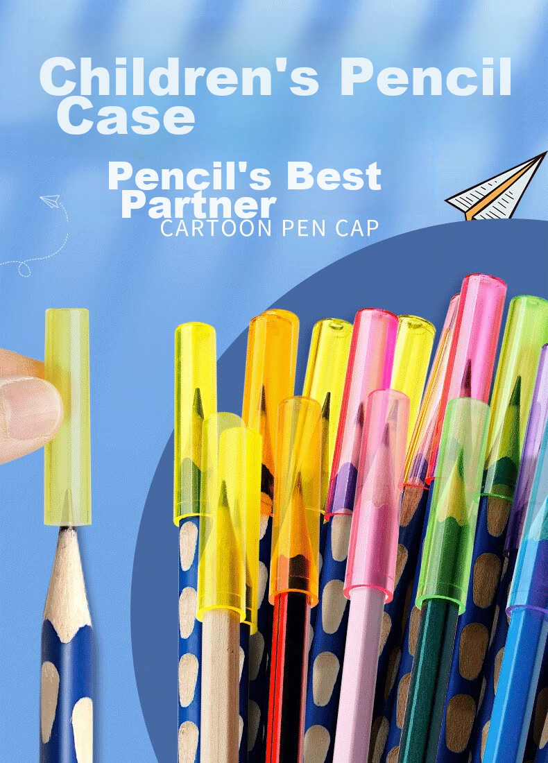 Licao Elementary School Pencil Caps, Anti-Puncture And Drop-Resistant, 30-Pack, Transparent Colorful School Supplies, Pencil Covers, Protective Caps 1