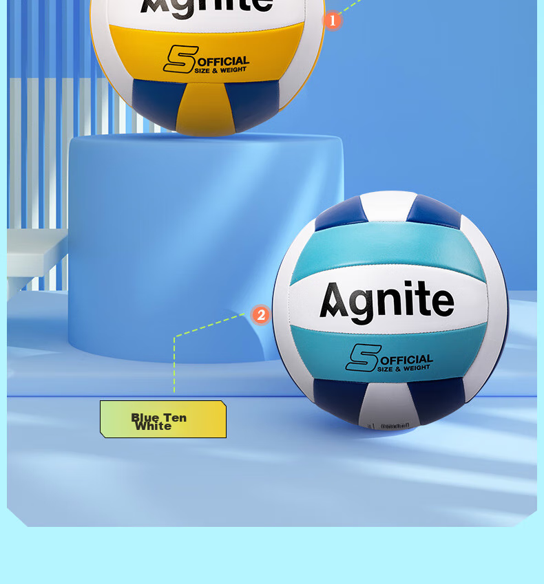Deli No. 5 Standard Volleyball for Middle School Entrance Exam, Children's Indoor Training, Beach Volleyball, Blue And White 17