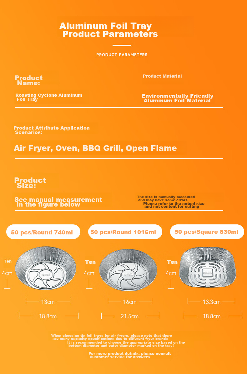 Kaulus Aluminum Foil Baking Sheets, 50 Round Pieces, 18.8cm Diameter, for Air Fryer, Outdoor Picnic Tin Foil Trays 11