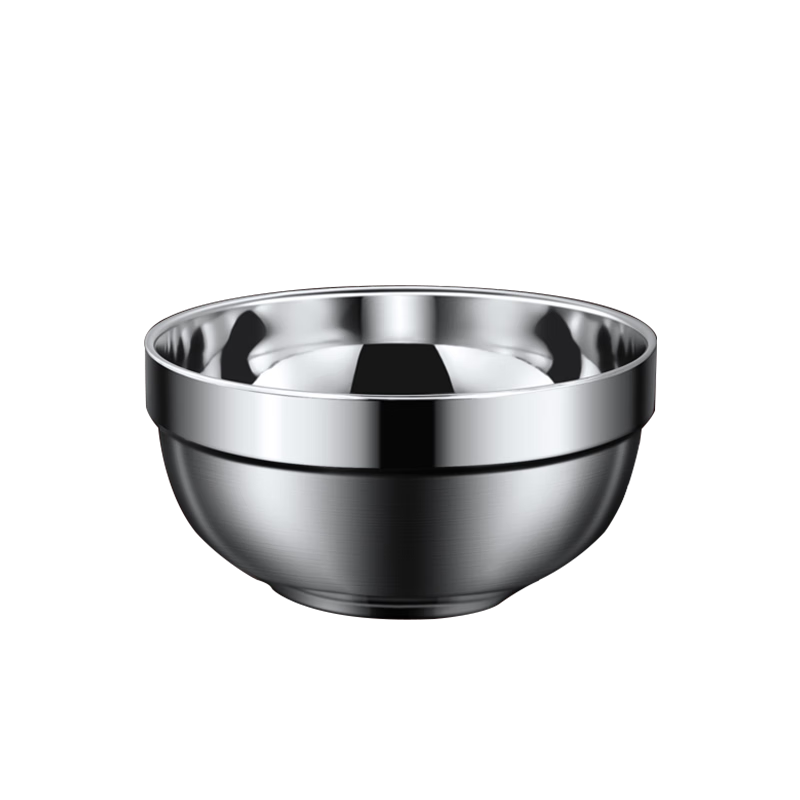 FISDDIS 304 Stainless Steel Double-Layer Anti-Scalding Bowl, Commercial Fast Food Rice And Soup Bowl, Cafeteria Serving Bowl, 12cm