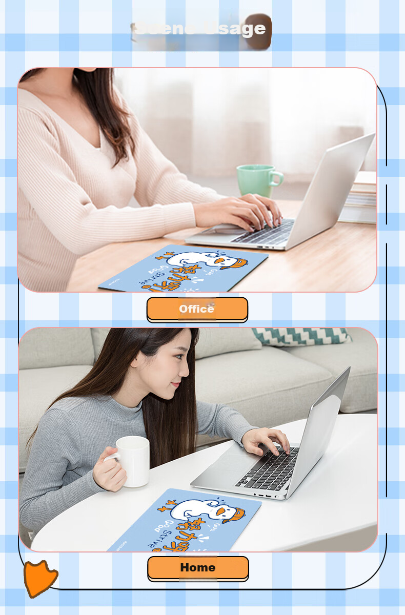 EXCO Work Hard Mouse Pad, Small Size for Girls, Anime Fans, Mini Lockable Edge, Cute Cartoon Design, Laptop Desk Pad, Washable, Add-On Item, 9441 8