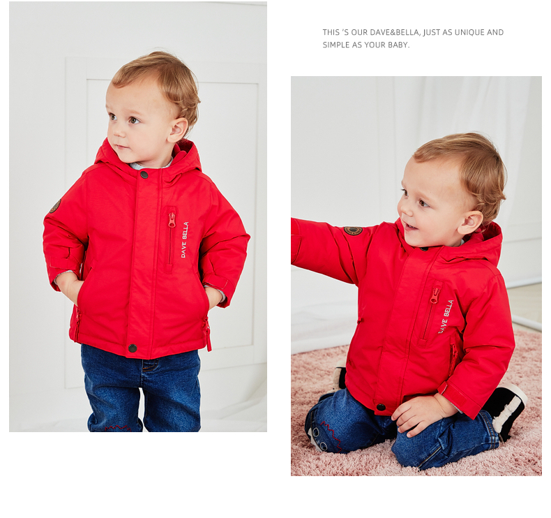 DAVE & BELLA Kids Cotton Padded Jacket Girls Winter Coat Boys Thickened Hooded Cotton Coat 6