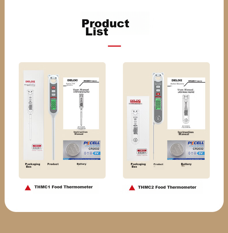 DELIXI ELECTRIC Food Thermometer Probe Kitchen Oil Temperature Meter Baby Milk Thermometer Water Thermometer Electronic Thermometer 11