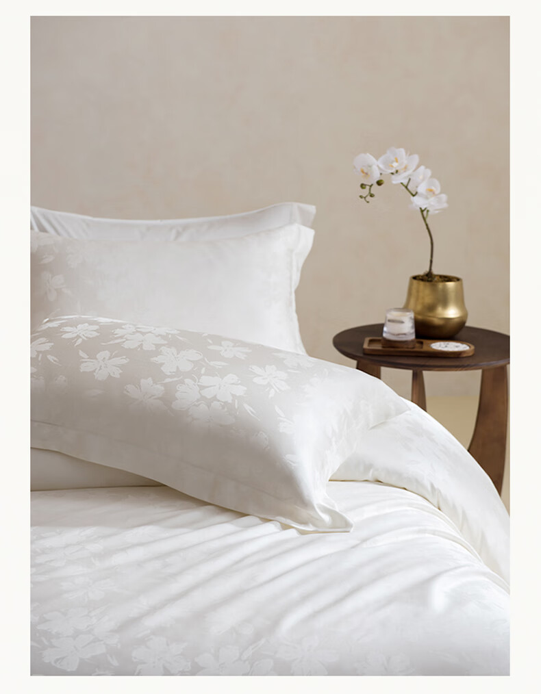 MIDO HOUSE Mingdu 100% Cotton Bedding Set, Four Pieces, Pure Cotton Sateen, Luxurious High-End Feel, Class A Fitted Sheet, Duvet Cover, 220x240cm, Fangfei 9