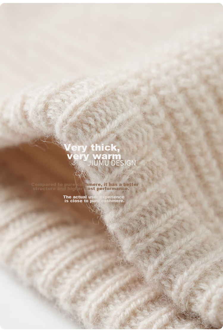 JIUMU Cashmere Warm Knit Hat for Women, Autumn And Winter Balaklava Wool Knitted Hat, Cold-Proof Hooded Neck Warmer All-I 7