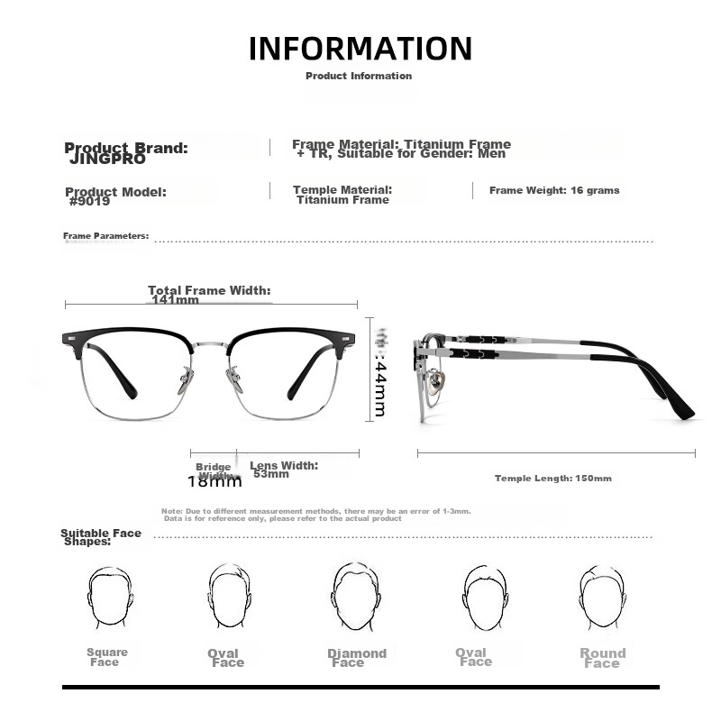 Jingbang Men's Prescription Glasses Blue Light Blocking Photochromic Fashion Transparent Browline Frame Eyewear S9615 20