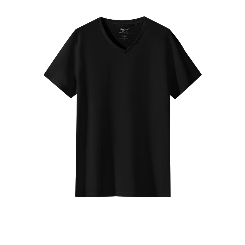 SEPTWOLVES [Classic V-Neck] Men's Short-Sleeve Pure Cotton T-Shirt, Running Sports Base Layer, Sweat-Absorbing Breathable All-Cotton Plain White T-Shirt for Home Wear