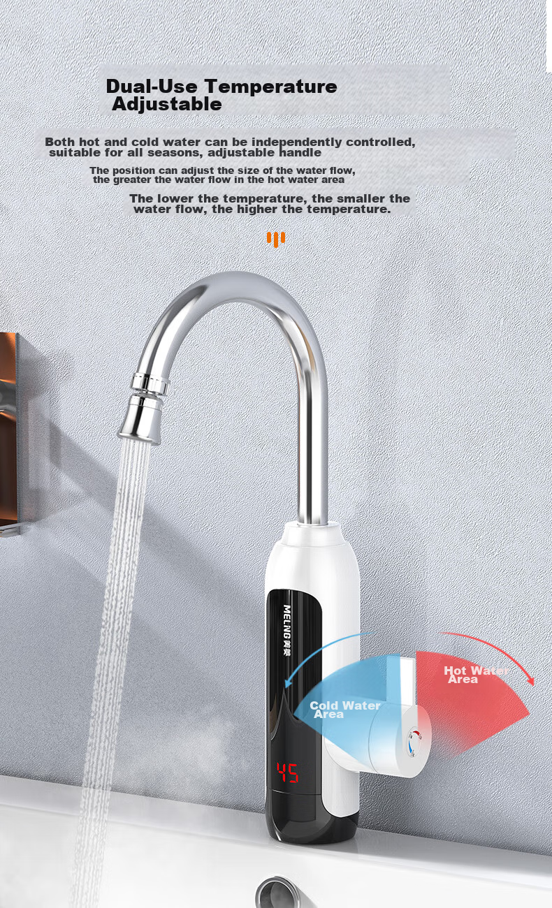 MeiLing Electric Hot Water Faucet, Kitchen Under-Sink Instant Heating Electric Water Heater, Quick Heating Mini Kitchen Treasure, Household Hot Water Treasure with Both Cold And Hot Functions, MF-D316 Plug-In Model 9