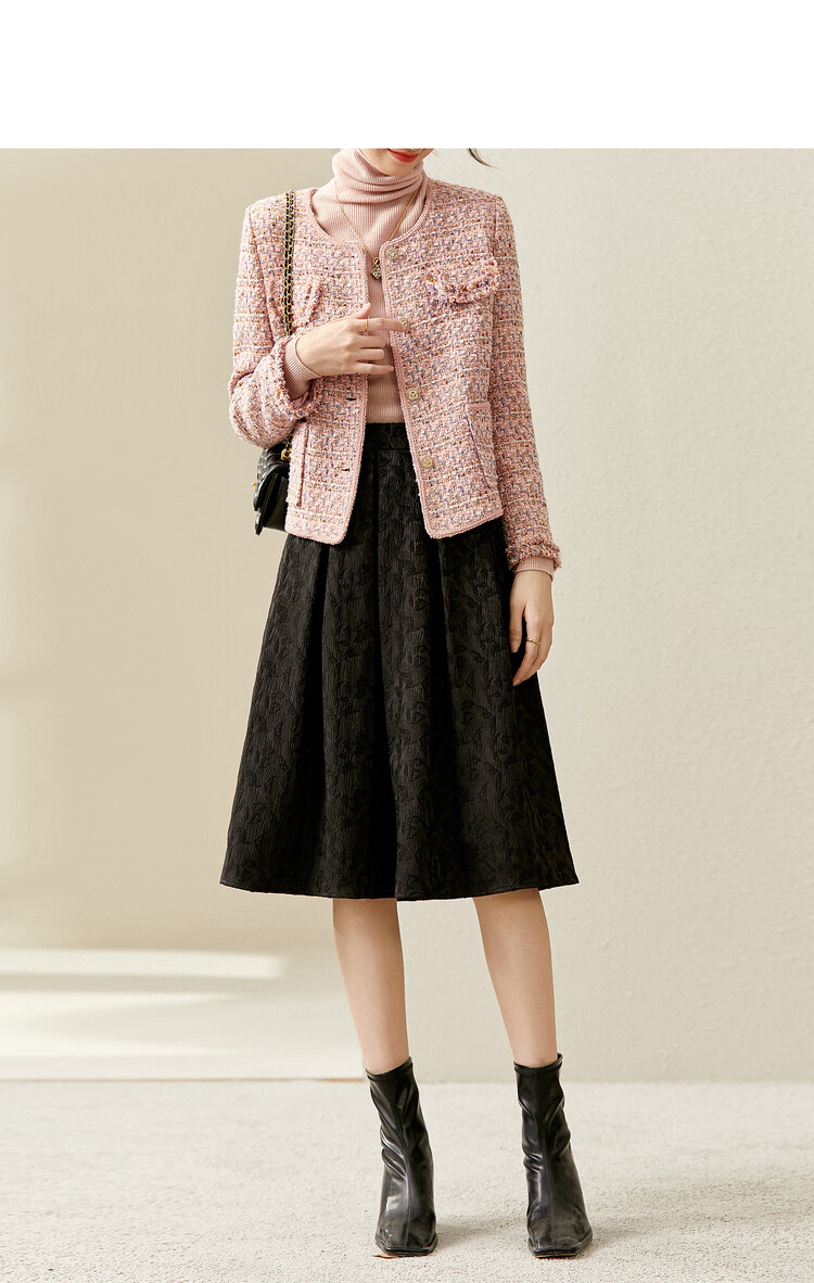 Sentubila Luxury Elegant Little Chanel Style Short Jacket for Women Spring Autumn High-end Youthful Pink Quilted L 10
