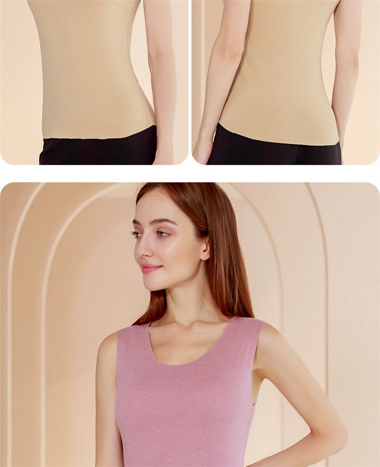 LangSha Women's Thermal Vest Slim Fit Autumn Seamless High Elastic Double-Sided Brushed Top Slimming Warm Underwear 18