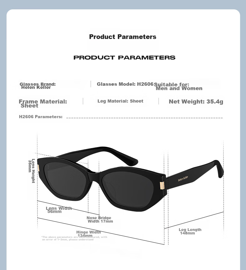 HELEN KELLER Sunglasses for Men And Women, New Style UV Protection Polarized Sunglasses for Driving, Outdoor Sun Protection, High-End Cat-Eye Sunglasses 41