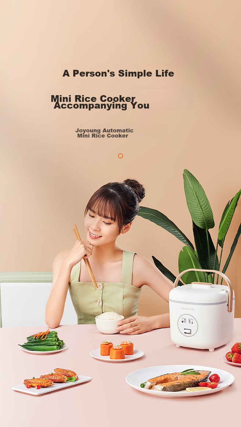 Joyoung [0 Coating] Rice Cooker, 1.6L Capacity for 1-2 People, Non-Coated, 5A Certified, Three-Stage Micro-Pressure Braising Technology, 316 Stainless Steel Inner Pot, 16N8 1