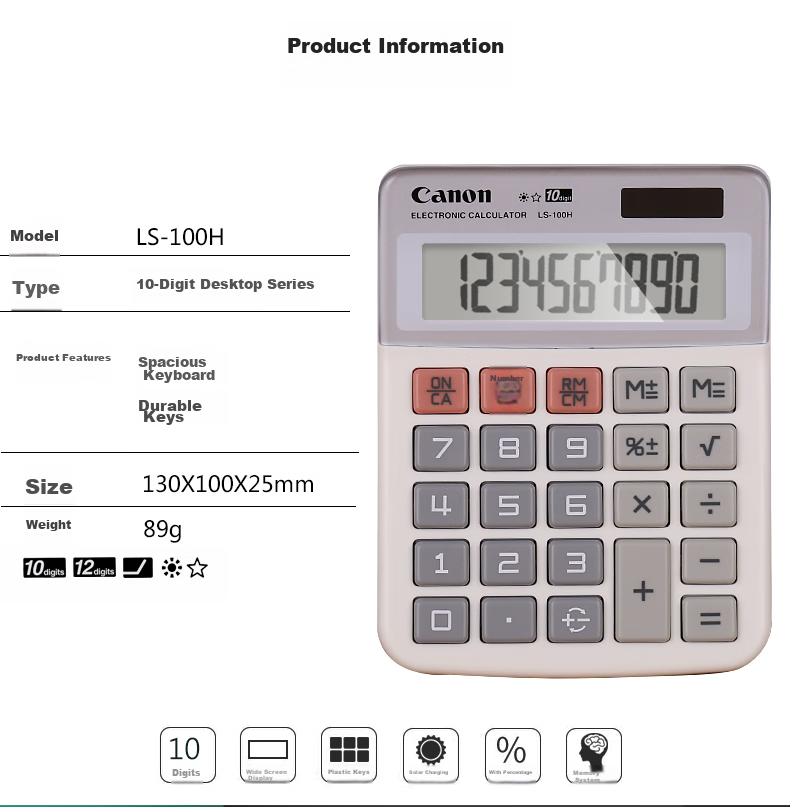 Canon LS-100H Financial Office Calculator, Desktop Stylish Creative Small Calculator 3