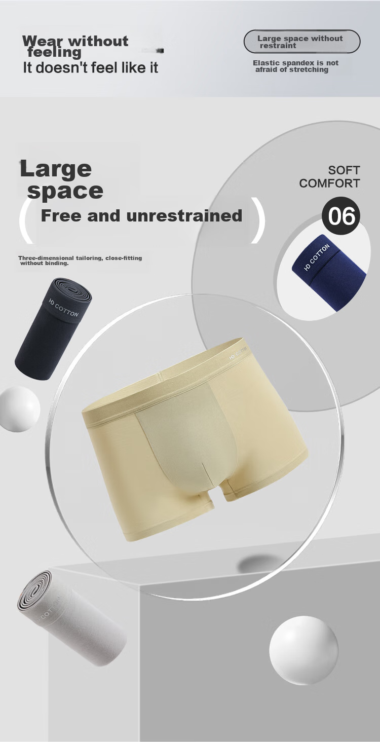 Hodo Men's Underwear, Size 40S, Cotton-Spandex Blend, Elastic, 7A Antibacterial, Solid Color Boxer Briefs, 4-Pack 7