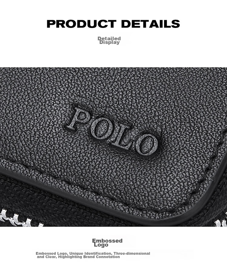 POLO Leather Key Case for Men, Top-Grain Cowhide Card Holder, Multifunctional Storage Pouch, Scratch-Resistant Key Ring, Birthday Gift for Boyfriend 16