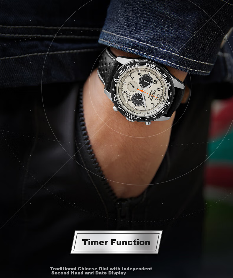 CITIZEN Watch for Men, Japanese And Korean Style, FF Series, Eco-Drive, Three-Dial Band, Fashionable Gift for Boyfriend, CA4559-13A 11