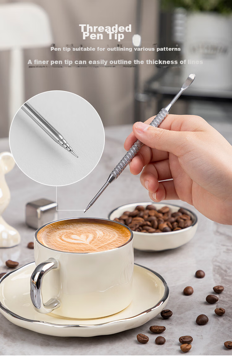 Banwushenghuo Coffee Latte Art Needle, Carving Needle, Latte Art Pen with Wooden Handle, Coffee Latte Art Tool, Flower Needle, Decorative Flowering Rod, Flowering Needle 7